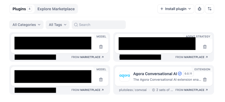 Agora Conversational AI が追加されていることを確認