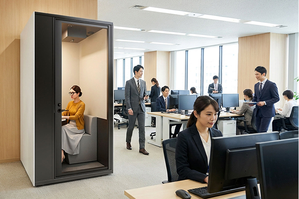 個室ブースが設置せされているオフィス