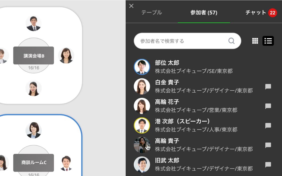 参加者リスト・メッセージで交流