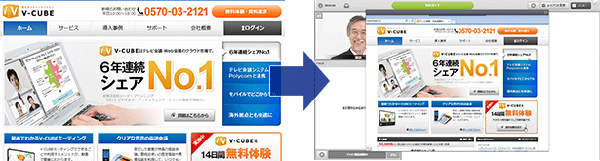 講師が見ているデスクトップ情報が、そのまま受講者のホワイトボードに表示されます