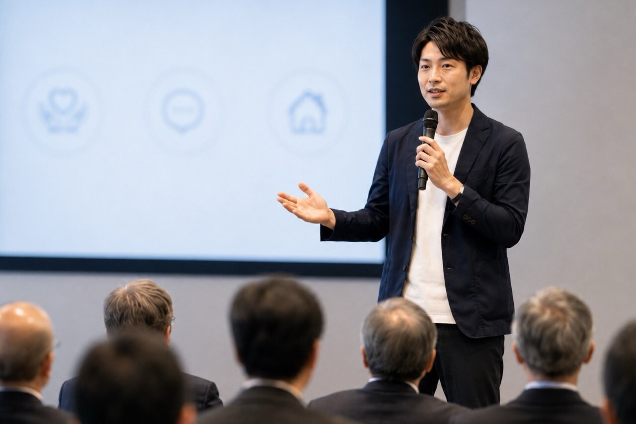 社内新規事業コンテストの発表者の様子